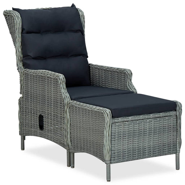 vidaXL 3-Piece Garden Lounge Set with Cushions Poly Rattan Light Gray