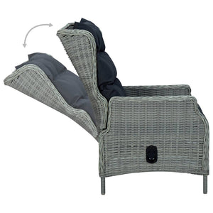 vidaXL 3-Piece Garden Lounge Set with Cushions Poly Rattan Light Gray