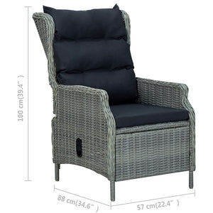 vidaXL 3-Piece Garden Lounge Set with Cushions Poly Rattan Light Gray