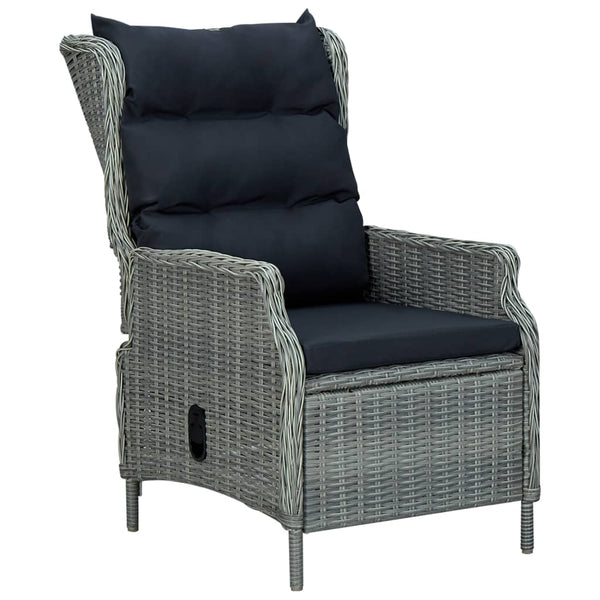 vidaXL 3-Piece Garden Lounge Set with Cushions Poly Rattan Light Gray