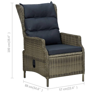 vidaXL 3-Piece Garden Lounge Set with Cushions Poly Rattan Brown