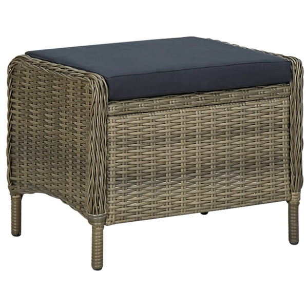 vidaXL 3-Piece Garden Lounge Set with Cushions Poly Rattan Brown