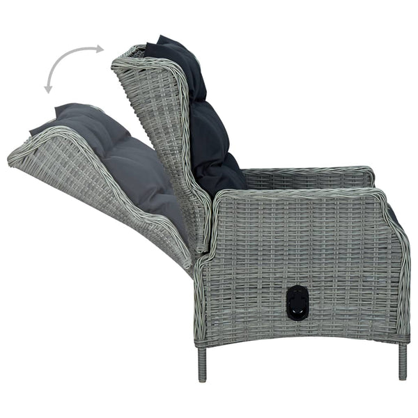 vidaXL 9-piece Garden Dining Set with Cushions Poly Rattan Light Grey