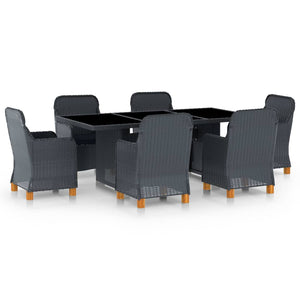 vidaXL 7-Piece Garden Dining Set with Cushions Poly Rattan Dark Grey