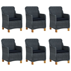 vidaXL 7-Piece Garden Dining Set with Cushions Poly Rattan Dark Grey