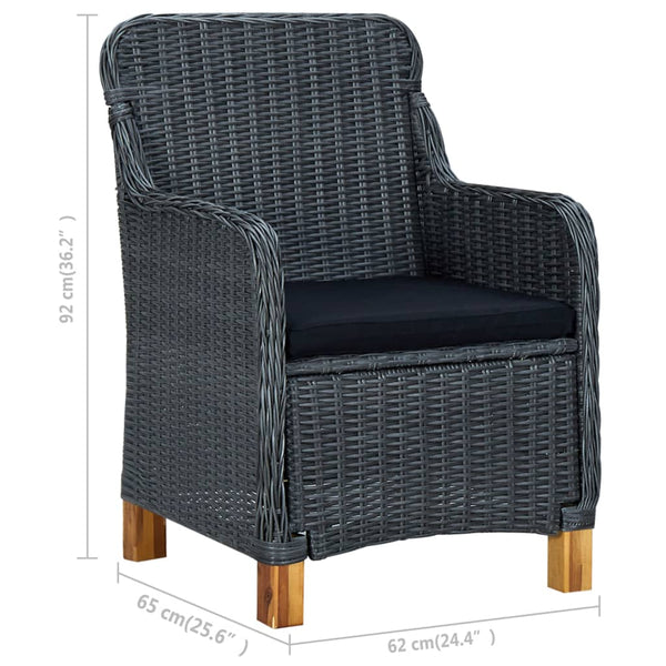 vidaXL 7-Piece Garden Dining Set with Cushions Poly Rattan Dark Grey