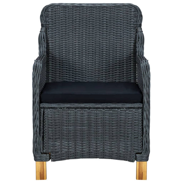 vidaXL 7-Piece Garden Dining Set with Cushions Poly Rattan Dark Grey