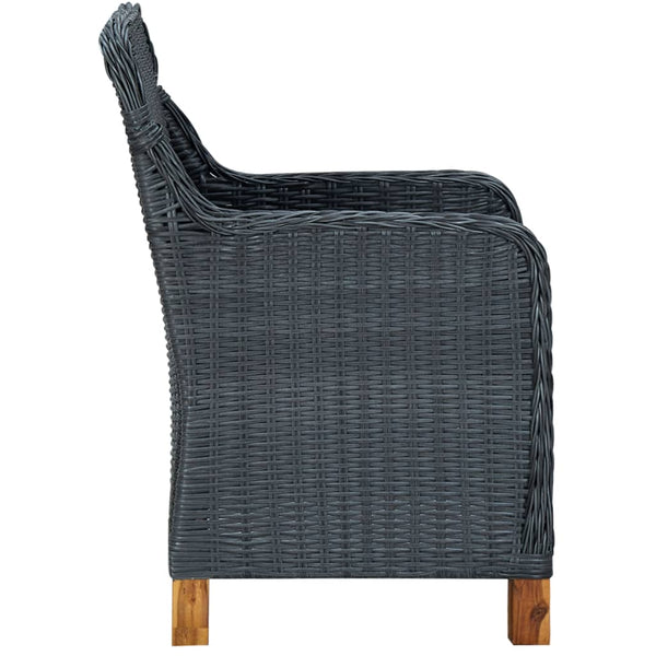 vidaXL 7-Piece Garden Dining Set with Cushions Poly Rattan Dark Grey