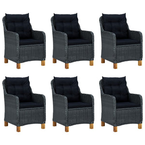 vidaXL 7-Piece Garden Dining Set with Cushions Poly Rattan Dark Grey