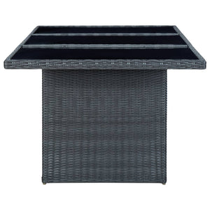 vidaXL 7-Piece Garden Dining Set with Cushions Poly Rattan Dark Grey