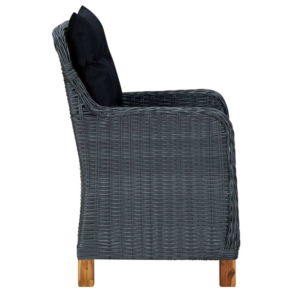 vidaXL 7-Piece Garden Dining Set with Cushions Poly Rattan Dark Grey