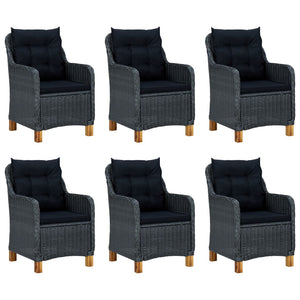 vidaXL 7-Piece Garden Dining Set with Cushions Poly Rattan Dark Grey