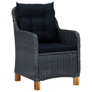 vidaXL 7-Piece Garden Dining Set with Cushions Poly Rattan Dark Grey