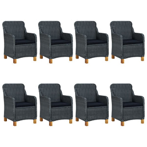 vidaXL 9-piece Garden Dining Set with Cushions Poly Rattan Dark Grey