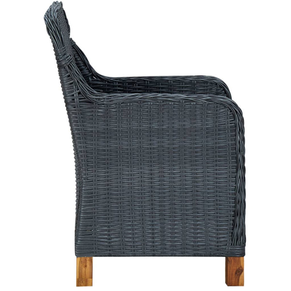vidaXL 9-piece Garden Dining Set with Cushions Poly Rattan Dark Grey