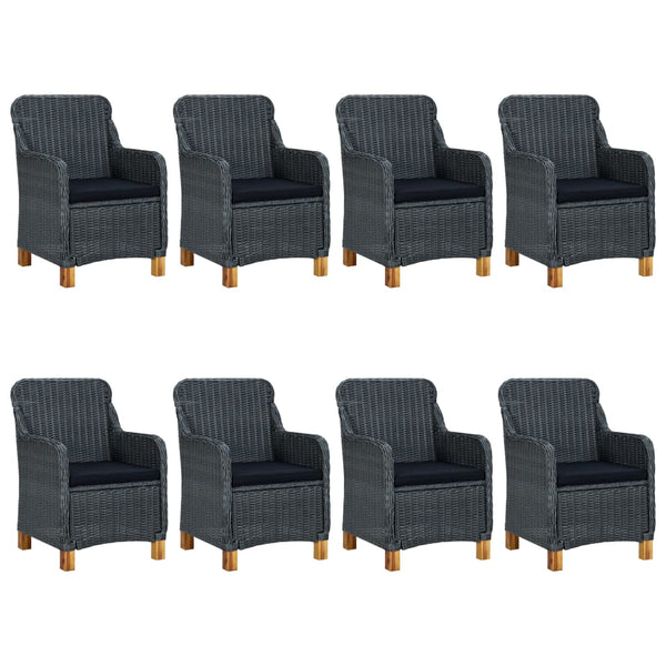 vidaXL 9-piece Garden Dining Set with Cushions Poly Rattan Dark Grey