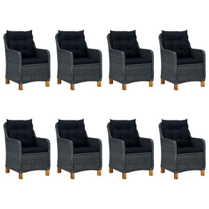 vidaXL 9-piece Garden Dining Set with Cushions Poly Rattan Dark Grey