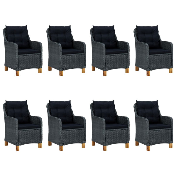 vidaXL 9-piece Garden Dining Set with Cushions Poly Rattan Dark Grey