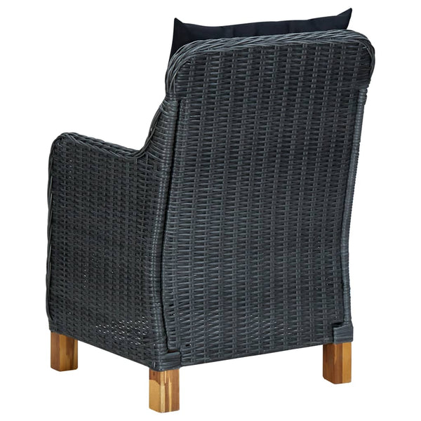 vidaXL 9-piece Garden Dining Set with Cushions Poly Rattan Dark Grey