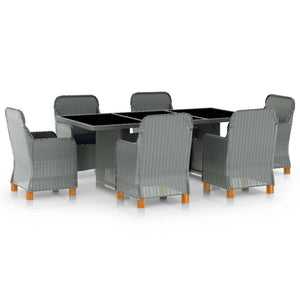 vidaXL 7-Piece Garden Dining Set with Cushions Poly Rattan Light Gray