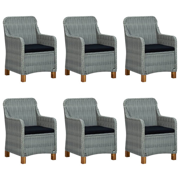 vidaXL 7-Piece Garden Dining Set with Cushions Poly Rattan Light Gray