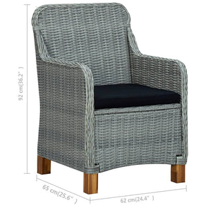 vidaXL 7-Piece Garden Dining Set with Cushions Poly Rattan Light Gray