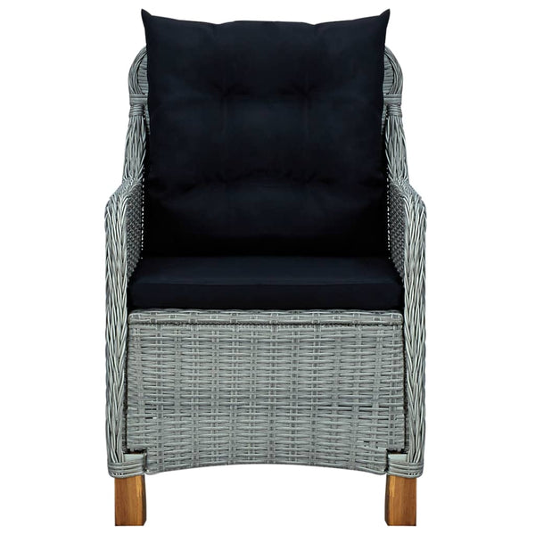 vidaXL 7-Piece Garden Dining Set with Cushions Poly Rattan Light Gray