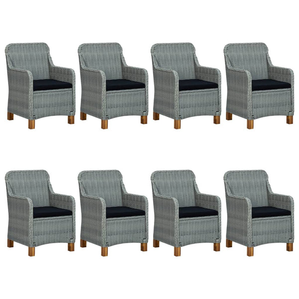 vidaXL 9-piece Garden Dining Set with Cushions Poly Rattan Light Grey