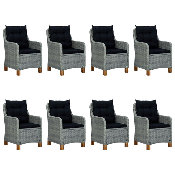 vidaXL 9-piece Garden Dining Set with Cushions Poly Rattan Light Grey