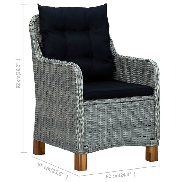 vidaXL 9-piece Garden Dining Set with Cushions Poly Rattan Light Grey