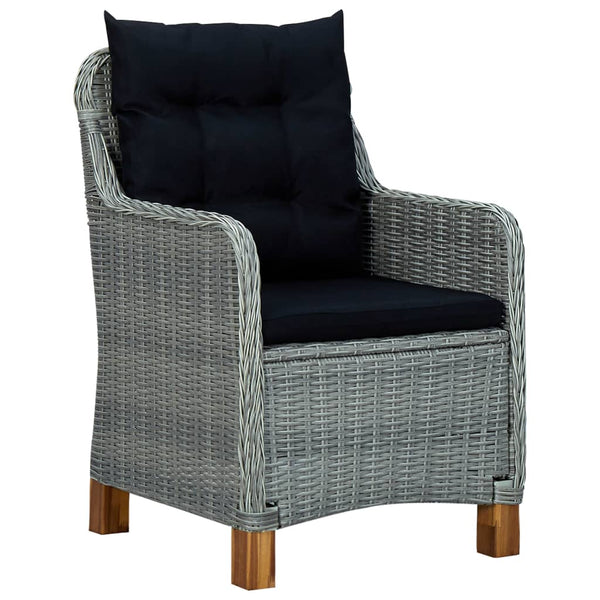 vidaXL 9-piece Garden Dining Set with Cushions Poly Rattan Light Grey