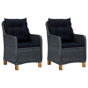 vidaXL 3-Piece Garden Lounge Set with Cushions Poly Rattan Dark Grey