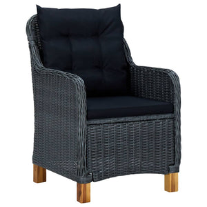 vidaXL 3-Piece Garden Lounge Set with Cushions Poly Rattan Dark Grey