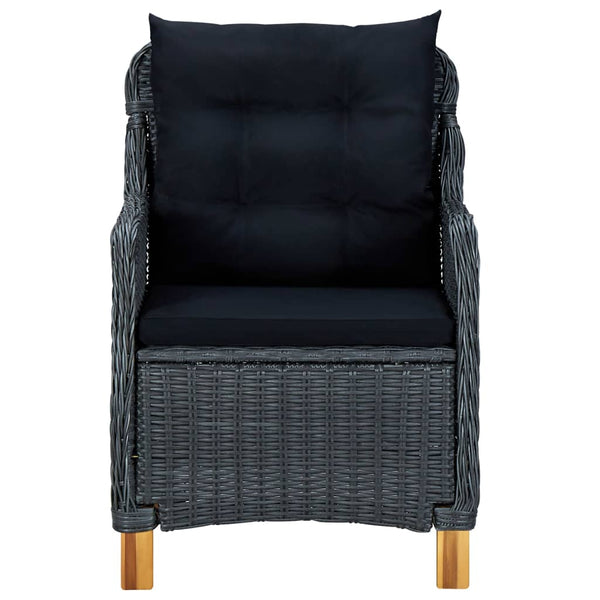 vidaXL 3-Piece Garden Lounge Set with Cushions Poly Rattan Dark Grey