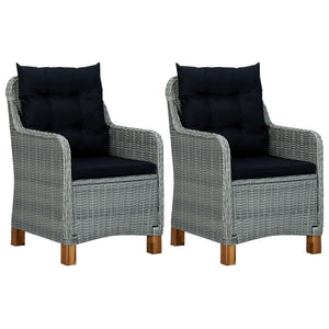 vidaXL 3-Piece Garden Lounge Set with Cushions Poly Rattan Light Gray