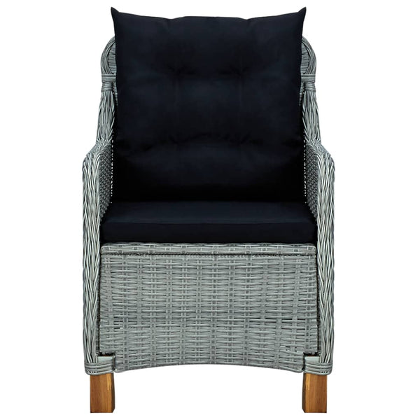 vidaXL 3-Piece Garden Lounge Set with Cushions Poly Rattan Light Gray