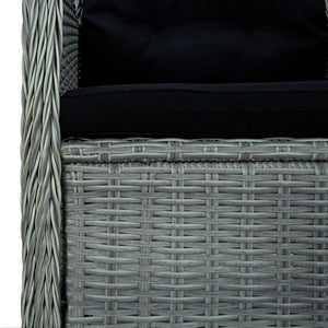 vidaXL 3-Piece Garden Lounge Set with Cushions Poly Rattan Light Gray