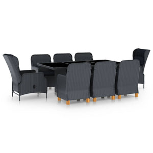 vidaXL 9-piece Garden Dining Set with Cushions Poly Rattan Dark Grey
