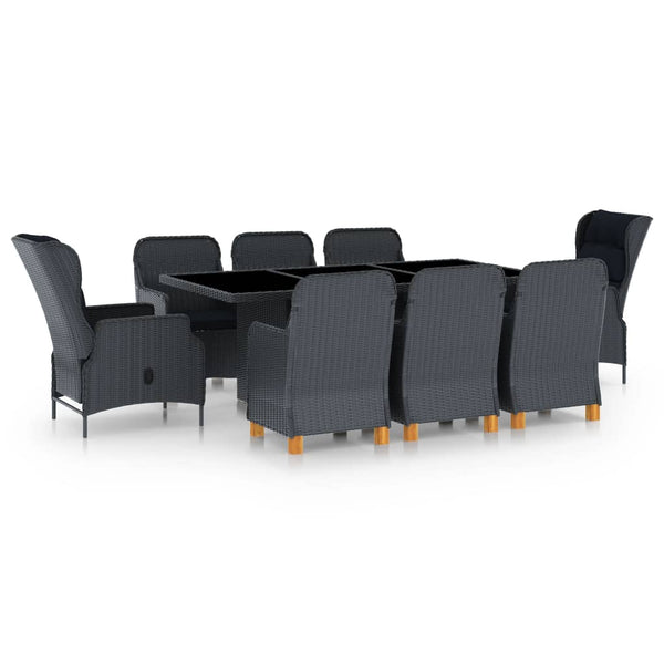 vidaXL 9-piece Garden Dining Set with Cushions Poly Rattan Dark Grey