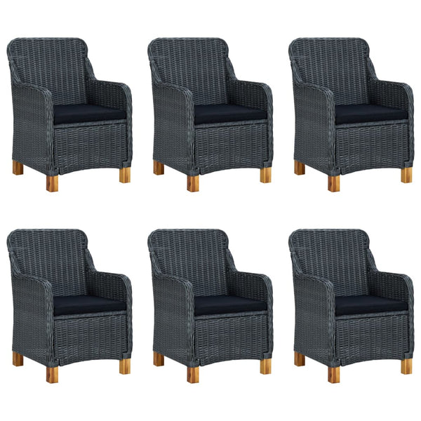 vidaXL 9-piece Garden Dining Set with Cushions Poly Rattan Dark Grey