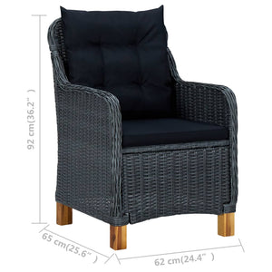 vidaXL 9-piece Garden Dining Set with Cushions Poly Rattan Dark Grey