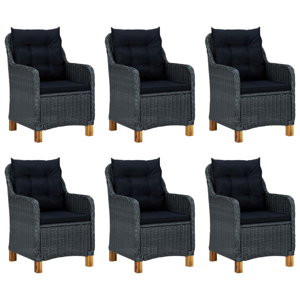 vidaXL 9-piece Garden Dining Set with Cushions Poly Rattan Dark Grey