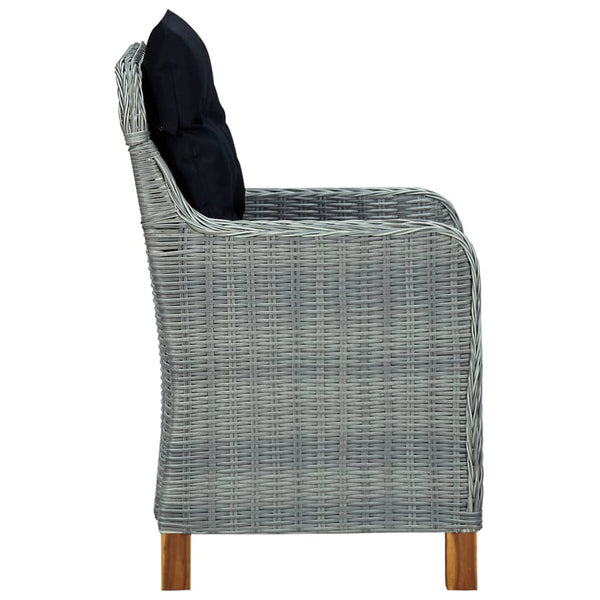 vidaXL 9-piece Garden Dining Set with Cushions Poly Rattan Light Grey
