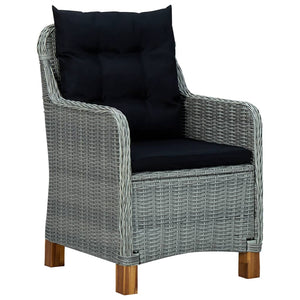 vidaXL 9-piece Garden Dining Set with Cushions Poly Rattan Light Grey