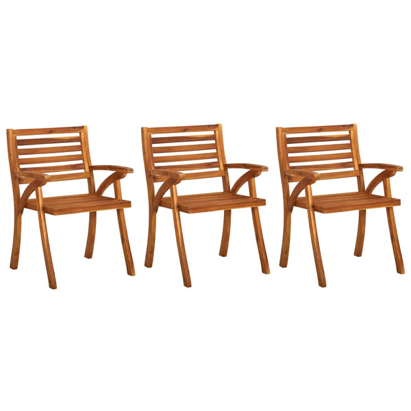 vidaXL Garden Dining Chairs with Cushions 3 pcs. Solid Acacia Wood