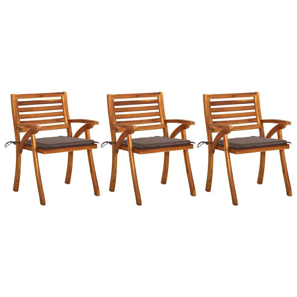 vidaXL Garden Dining Chairs with Cushions 3 pcs. Solid Acacia Wood