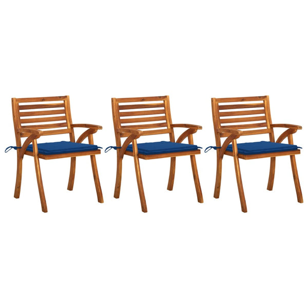vidaXL Garden Dining Chairs with Cushions 3 pcs. Solid Acacia Wood
