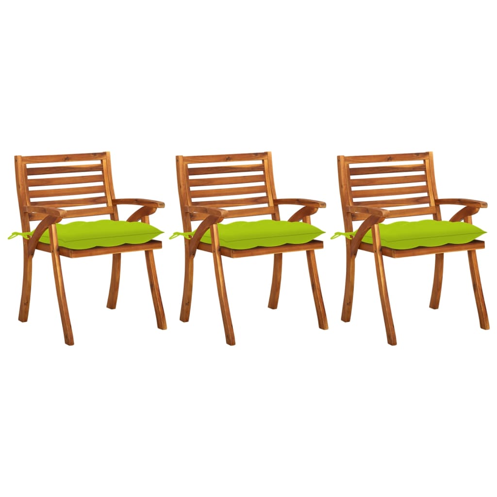 vidaXL Garden Dining Chairs with Cushions 3 pcs. Solid Acacia Wood