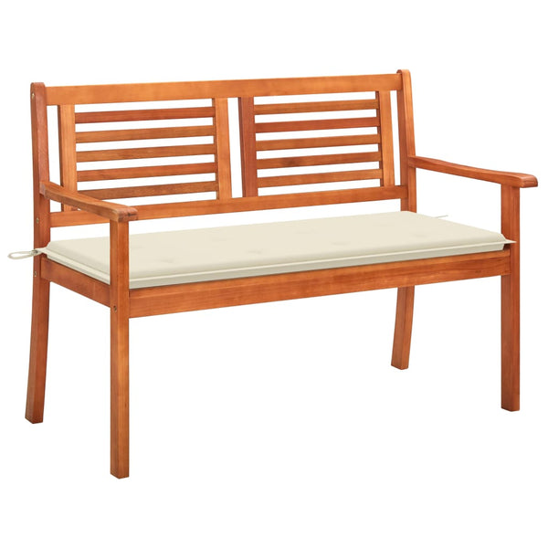 vidaXL 2-Seater Garden Bench with Cushion 120 cm Solid Eucalyptus Wood