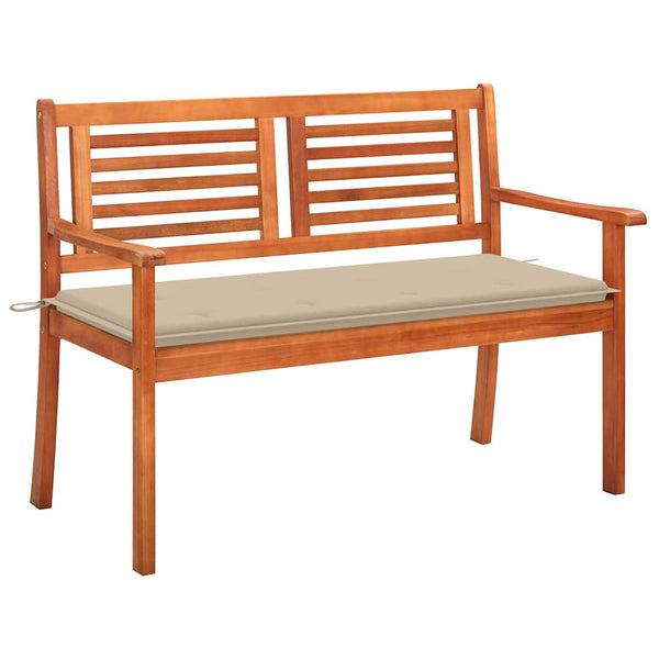 vidaXL 2-Seater Garden Bench with Cushion 120 cm Solid Eucalyptus Wood